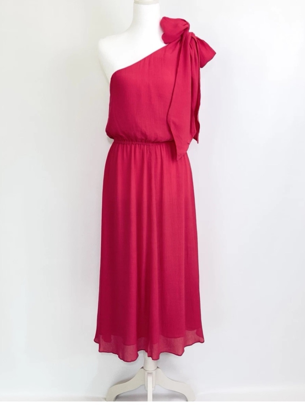 Scotch & Soda Dance All Night One Shoulder Bow Midi Dress Pink US 6